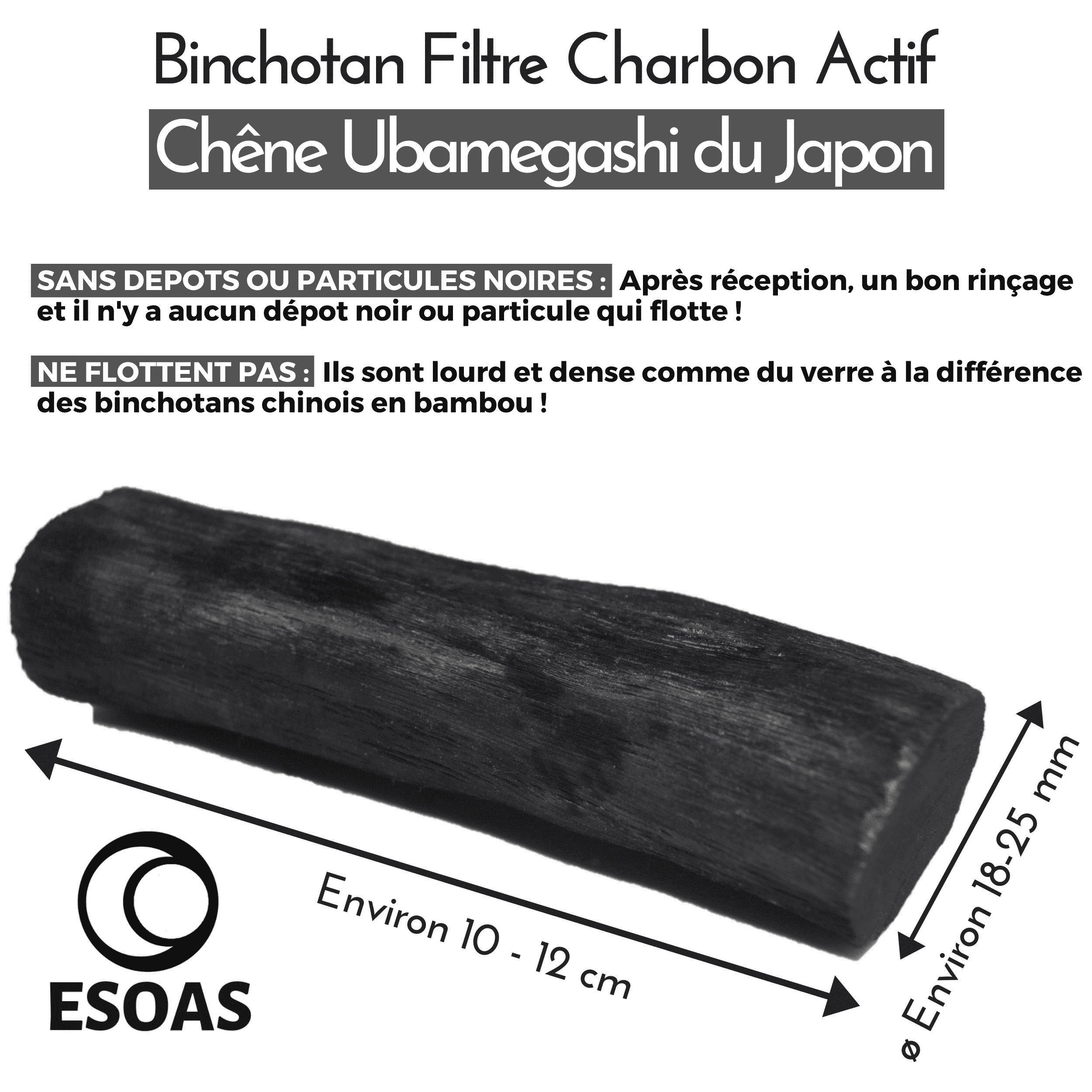 Binchotan de Tosa x4 - Charbon Actif du Japon - Esoas