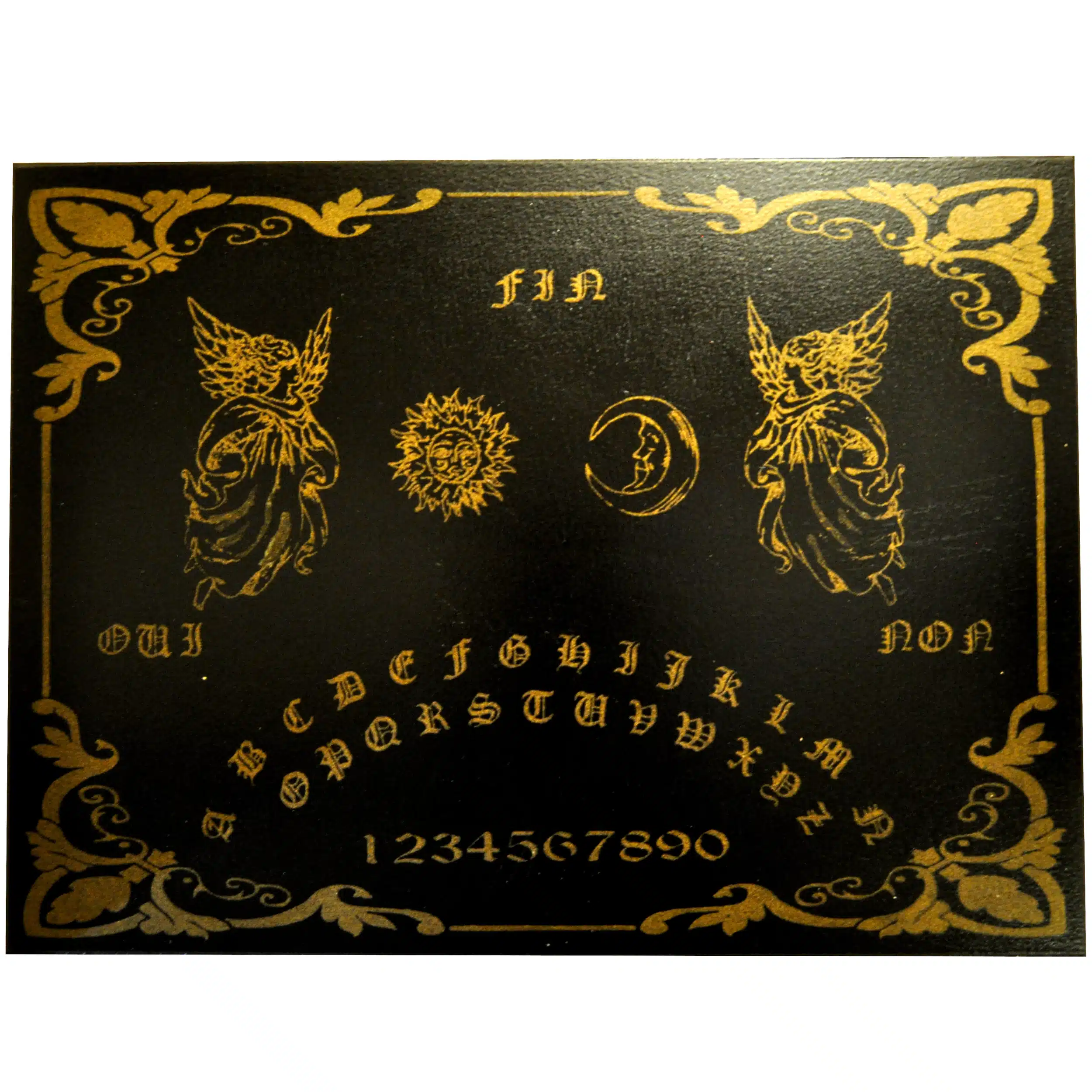 Planche Ouija en bois, panneau à spiritueux détail œil noir